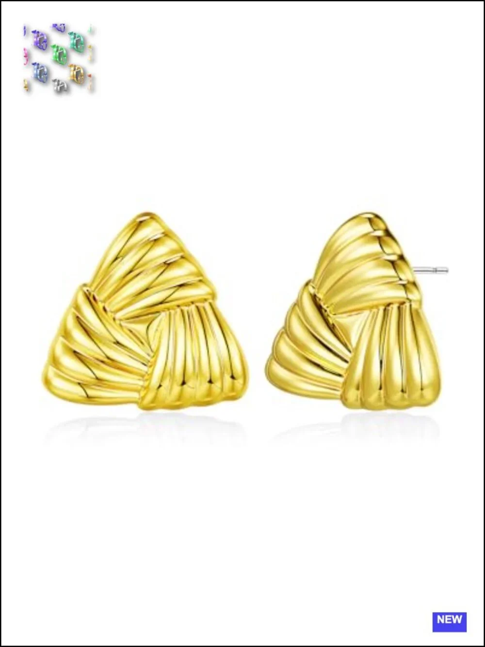 18K Gold Plated Chunky Statement Stud Earrings Geometric Square Triangle Knot